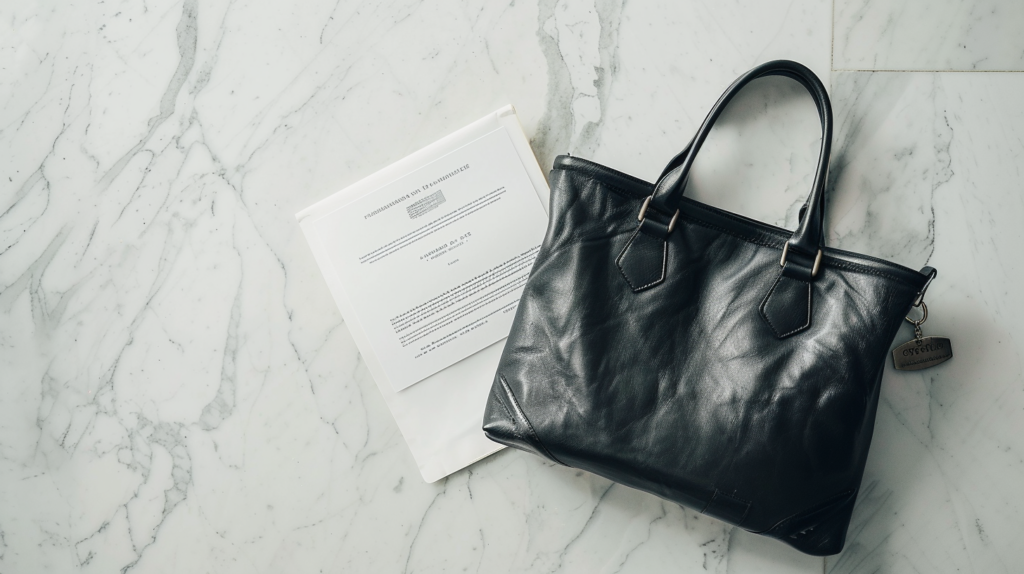 xfactor 94342 flat lay of a single structured leather handbag o 5b72c0bc 5f75 49f4 af72 88a048f84d9e